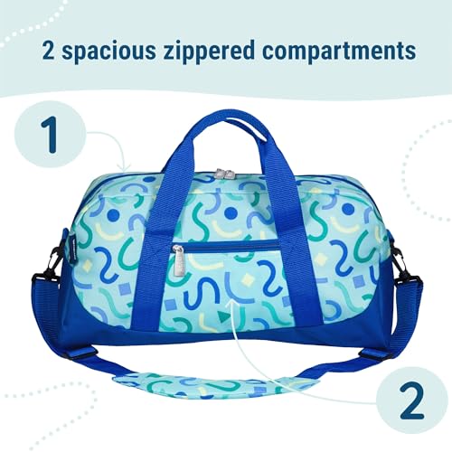 Image of Wildkin Kids Overnighter Duffel Bag - Carry-On Size, Ideal for School & Sleepovers - Confetti Blue