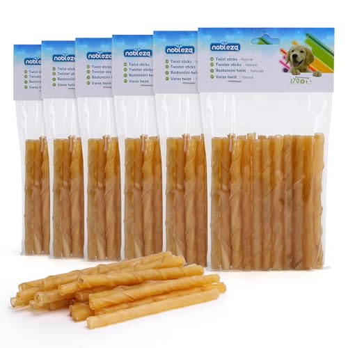 Nobleza - Bastoncini per Cani Pelle Bufalo, Confezione da 120, 125mm x 10mm, Snack per Cani Naturali , Rinforzante per Denti Bastone Dentale