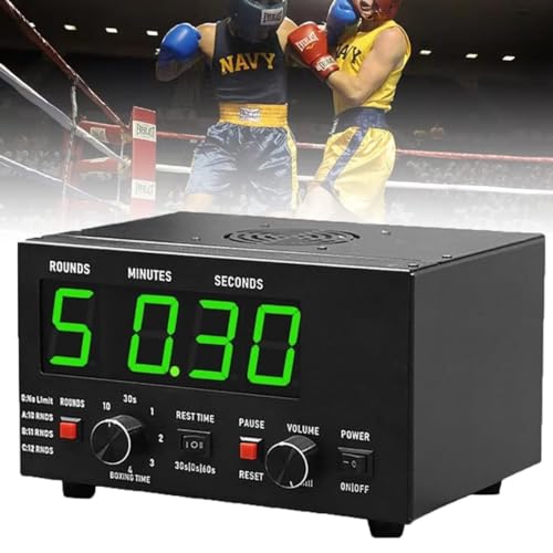 Temporizador profesional para boxeo CHEFFS Classic con pantalla LED, tiempo de entrenamiento seleccionable y repeticiones cíclicas, temporizador de intervalos ajustable para Muay Thai/MMA/Boxeo (Verde) miniatura 1