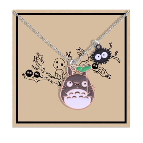Collier manga japonais femme avec pendentif chat noir suie bijou esthétique otaku