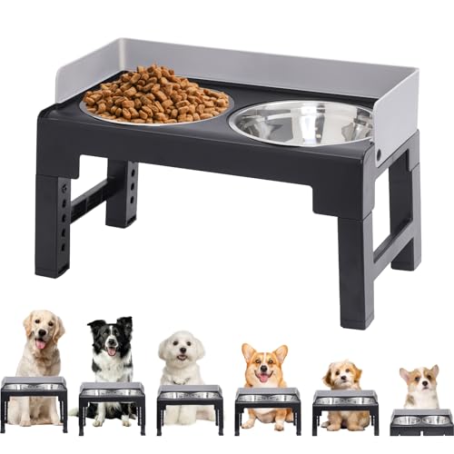 Comedero Elevado para Perro con Bebedero Cuencos de Acero Inoxidable Extraíbles,6 Alturas Ajustables,Antideslizante - Ideal para Perros Medianos y Grandes