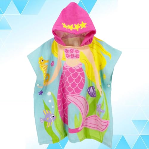 Toalla de playa con capucha de algodón ligera toalla poncho infantil sirena 8