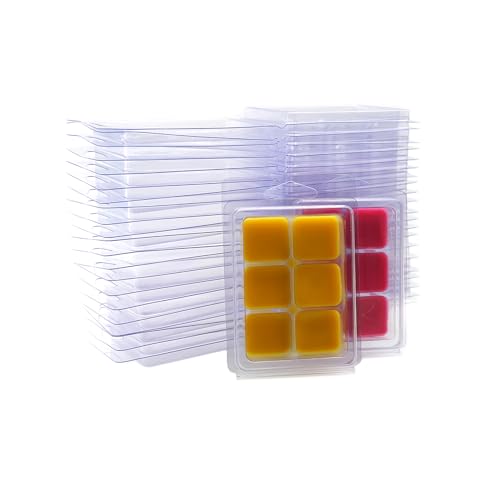 DGQ Wax Melt Molds - 50 Packs Clear Empty Plastic Wax Melt Clamshells for Wickless Wax Melt Candles