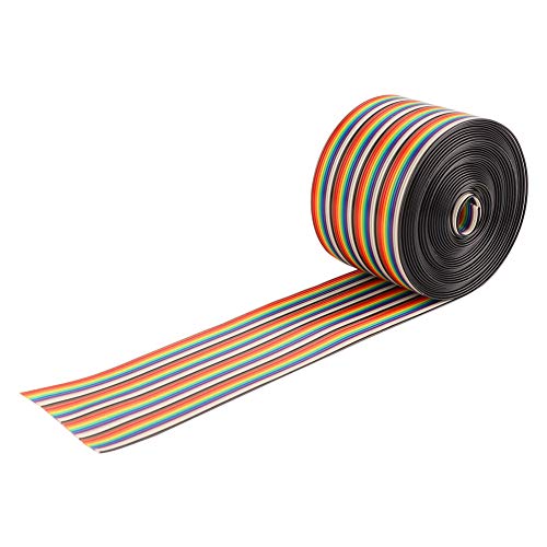 Colorful 1.27mm Spacing Pitch Cable 40P Flat Rainbow Ribbon Cable Wire Width 5.08cm Heat PVC Insulation for Electronic Electrical and Equipment Instruments Transformer