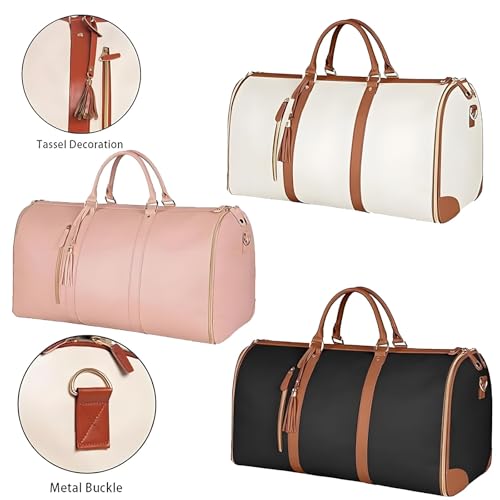 Trendfetchus Foldable Travel Bag, Waterproof High Capacity Carry on Duffle Travel Bag with Detachable Shoulder Strap(Pink)4