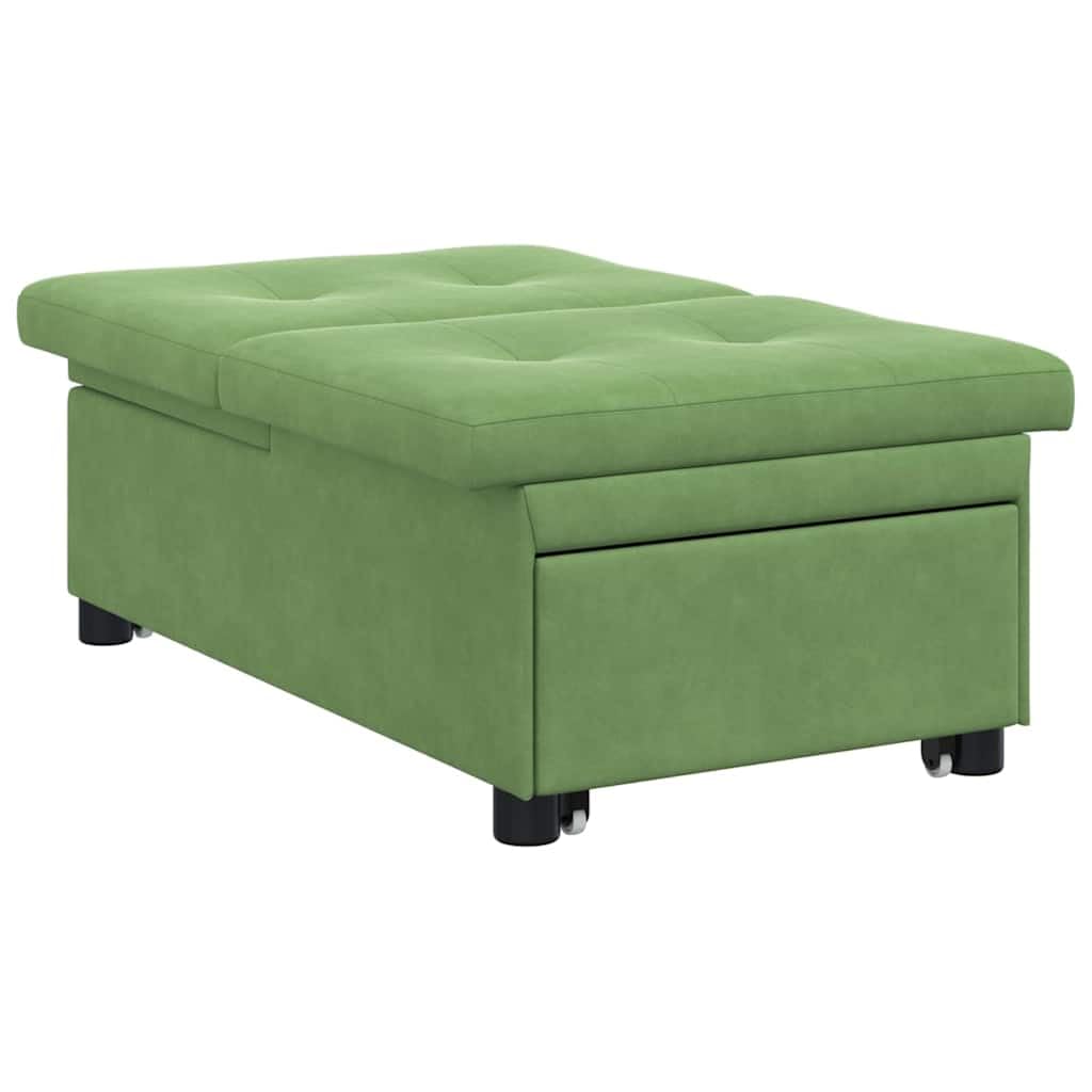 Sofa z funkcją spania, jasnozielona, 67 x 194 x 38 cm, aksamitna, regulowane zagłówki, wzornictwo 3 w 1, wysuwane łóżko pojedyncze do salonu, pokoju gościnnego