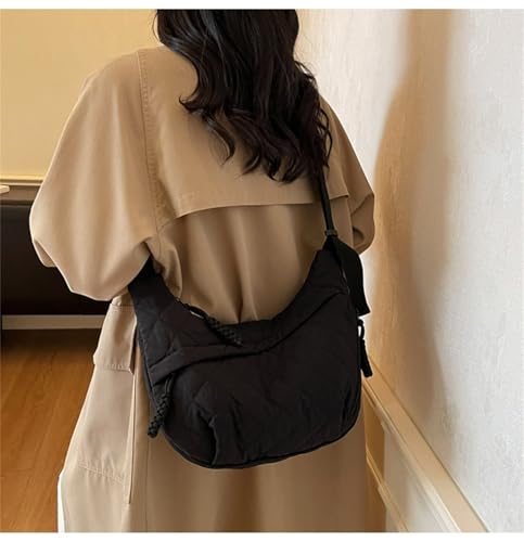 Image of Crescent Shoulder Bag Nylon Crossbody Bag for Women Nylon Hobo Bags Slouchy Sling Purse Dumpling Bags