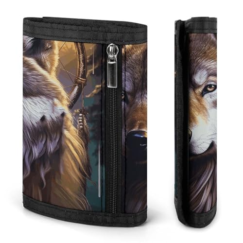 Wolves And Dream Catchers Slim Wallets for Men Money Clip Card Holder Wallet Men's Trifold Wallet And Coin Pocket3