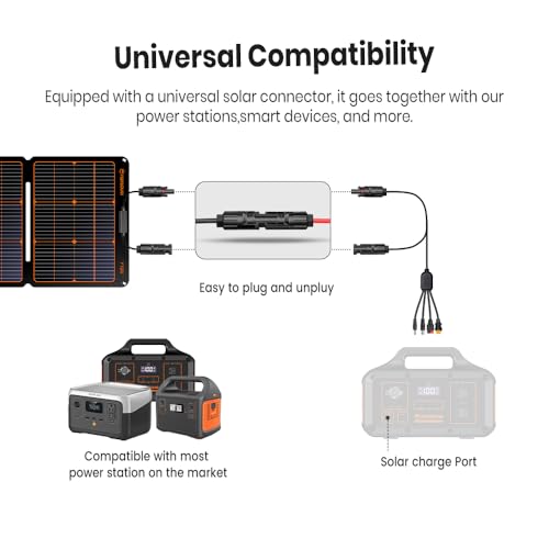 Image of FlexSolar 120W Portable ETFE Solar Panels for Power Station Generators 20.9V Foldable Solar Cell Monocrystalline Chargers with Kickstand P68 Waterproof Power Outage Emergency for Camping Van RV