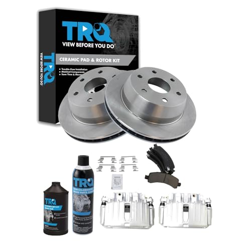 Image of TRQ Rear Brake Pad & Rotor Kit Compatible with 2002 Cadillac Chevrolet GMC