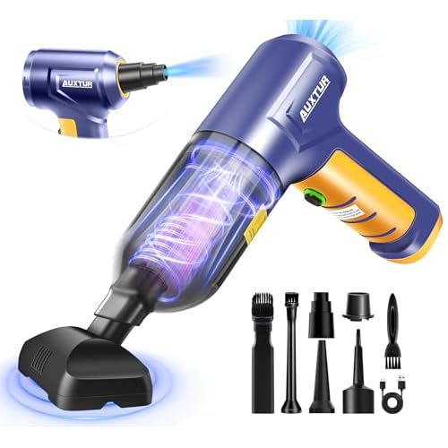 Car Vacuum Portable Cordless 3 in 1 Handheld Car Vacuum 15000PA High Power with Brushless Motor,5200mAh withType-C Charing Small Vacuum Cleaner Portable Cordless,SW101Blue Yellow