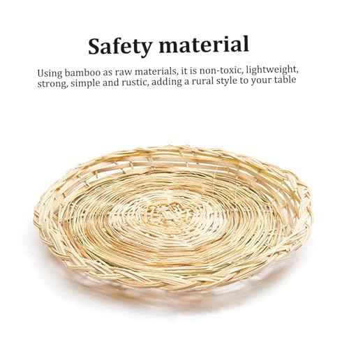 Support d'assiette en papier bambou réutilisable rond tressé rustique x6 - 8