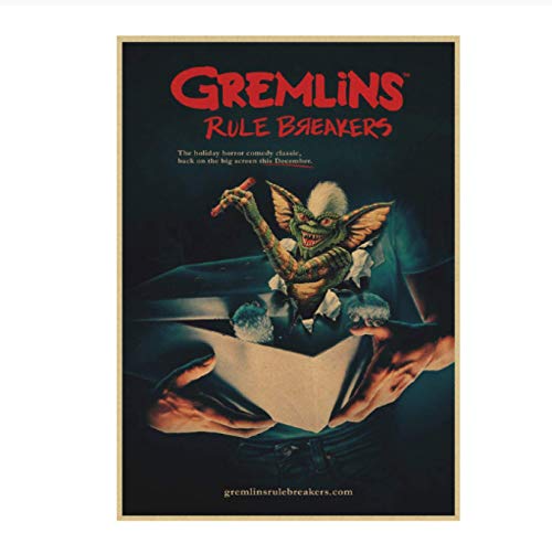 DPFRY Cuadro En Lienzo Fantasía Película De Terror Gremlins Póster E Impresión Estilo Retro Arte Decorativo De La Pared Pegatinas Carteles para El Hogar Kz862Xw 40X60Cm Sin Marco