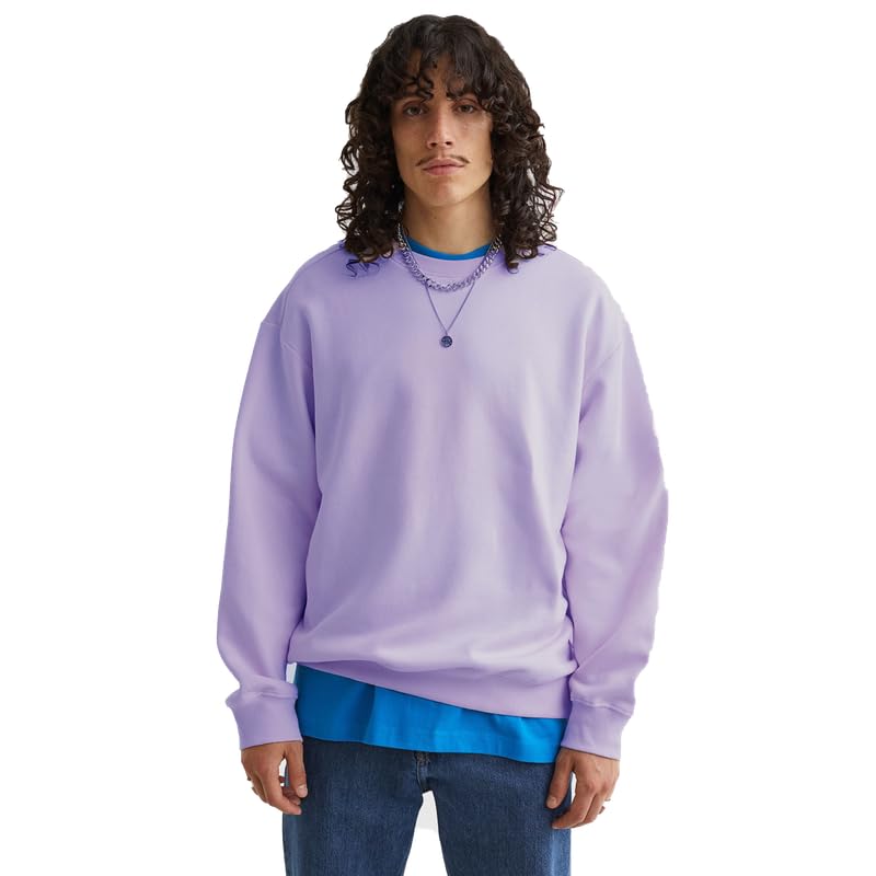 Image of DROBE Cotton Blend Round Neck Solid Sweatshirt for Men