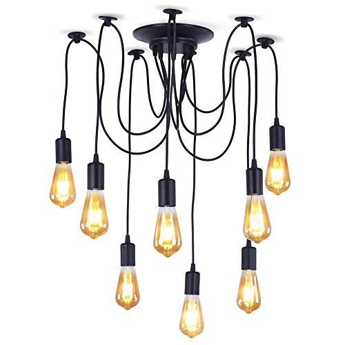 XIUDI 8 Arms Industrial Ceiling Spider Lamp,Metal Pendant Lights Fixture,Home