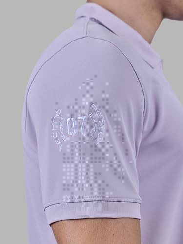 Image of TECHNOSPORT Men's Solid Polo T-Shirt MATPIQ Quick Dry Slim Fit Sports Tee for Gym Casual Smart Wear UPF50+ Anti Odour