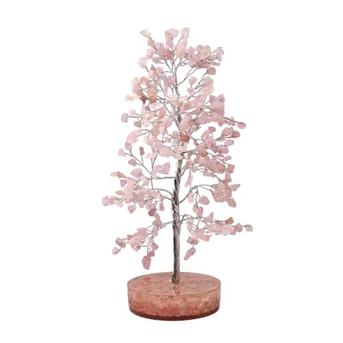 Calminds Rose Quartz Crystal Orgonite Tree for Home Decor | Healing Crystal Tree for Love, Positive Energy, Vastu & Feng Shui | Rose Quartz Money Tree for Bedroom, Meditation & Spiritual Gift