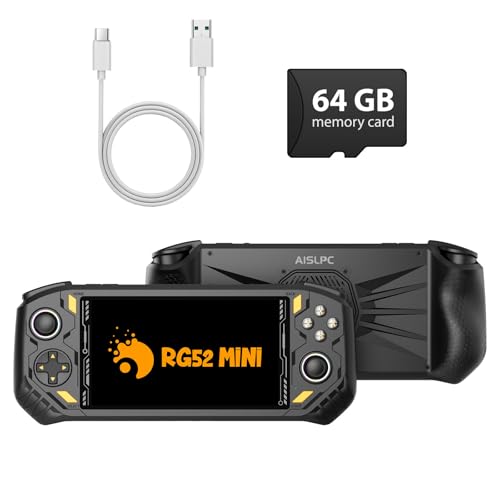 RG52MINI Retro Handheld Game Console, 5.5 Inch IPS Screen, Portable Dual System, 64GB Support 30+ Emulator&22000+ Classic Games, WiFi Networked Fighting, HDMI TV Output, 5000mAh Battery(Black 64GB)