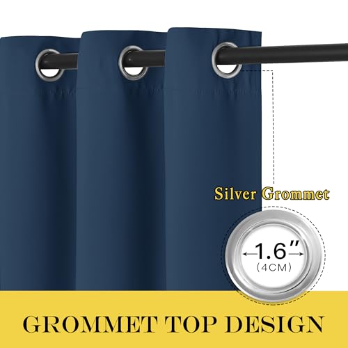 NICETOWN Blackout Curtain Drape for Bedroom - Light Reducing Thermal Insulated Solid Grommet Room Darkening Window Curtain 90 inches Long for Living Room (Moroccan Blue, 1 Piece, W66 x L90)