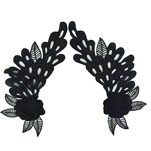 1Pair Embroidery Patches Lace Motifs Applique Sew On Sticker Wedding Dress Accessories Collar (Color A) #TOP15