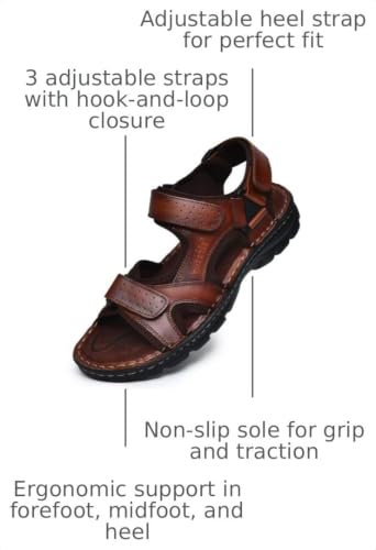 Image of Arkbird Men's Sandals, Closed Toe Leather Fisherman Outdoor Hiking Sport Shoes Summer