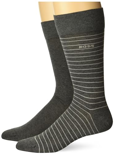 BOSS Men's Two Pack Dress Socks with Pin Stripe Detail