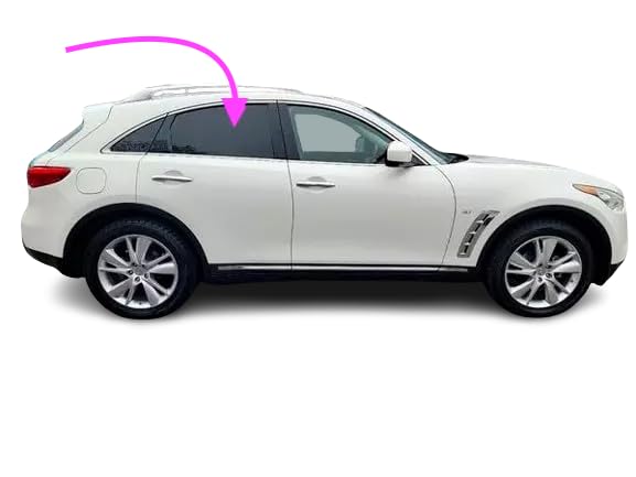 Passenger Right Rear Door Window Glass Compatible With 2009-2017 Infinity FX35 FX37 FX50 QX70 Models