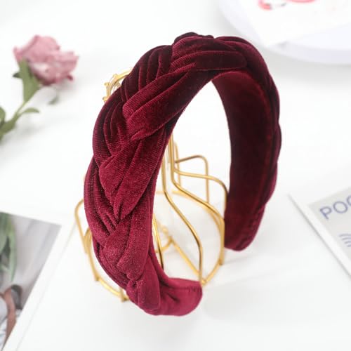Image of DRESHOW Velvet Braided Headband Women Hair Hoop Elastic Hair Bands Fashion Headbands for Women