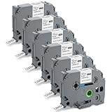 Thboxes 6 rotoli di nastro per etichette TZe-231, compatibile con Brother P-Touch, 12 mm, autoadesivo, per stampante di etichette PT-H100LB/H105/H107B/D210/E110/D400/D600VP/1000/1010/1280, nero su