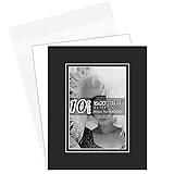 Pack of 10 16x20 Black/Black Double Mats Mattes with White Core Bevel Cut for 11x14 Photo + Backing + Bags