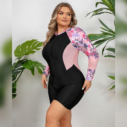Plus Size Women's Swimming Suit Rash Guard Boyleg One Piece Swimsuit Surfing Bathing Suit4