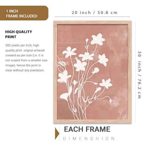 Image of kotart Botanical Art Home Decoration Painting | Floral Paintings With Frame For Living Room Bed Room Hotel Wall Decor Digital Reprint Set of 3 (20x30 Inch)