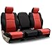 Coverking Custom Fit Seat Cover Designed for Select Chevrolet Models: 1 Row, Premium Leatherette Fabric, Red with Black Sides