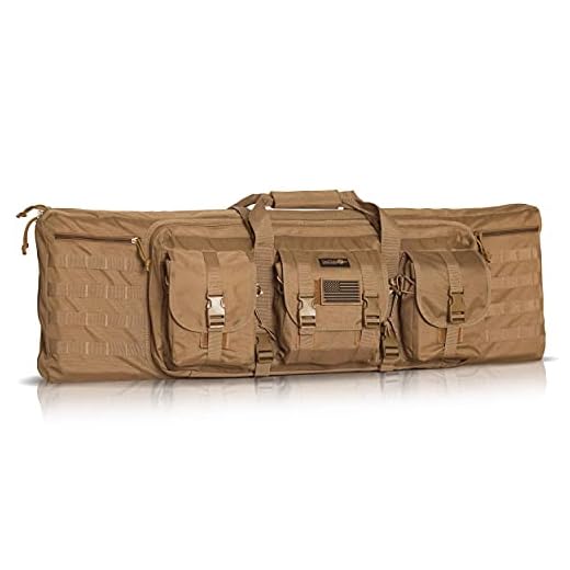 Double Rifle Bag | 2 Rifles + 2 Pistols Tuckable Backpack Straps | COMBAT VETERAN OWNED COMPANY | Waterproof Padded Lockable Carbine or Long Gun Case (Flat Dark Earth Tan, 42" x 12" Double Rifle Case)