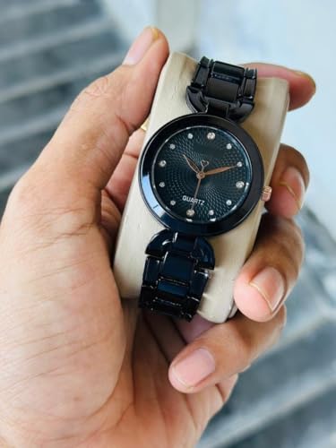 Image of styledose Women Analogue Wrist Watches for Women's & Girls&Ladies Diamond Studded Dial Rosegold Colored Stylish Bracelet Strap
