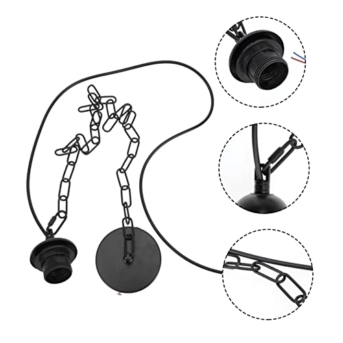 Lámpara colgante E27 cadena de hierro 1 metro soporte negro accesorio vintage cocina Gatuida 6