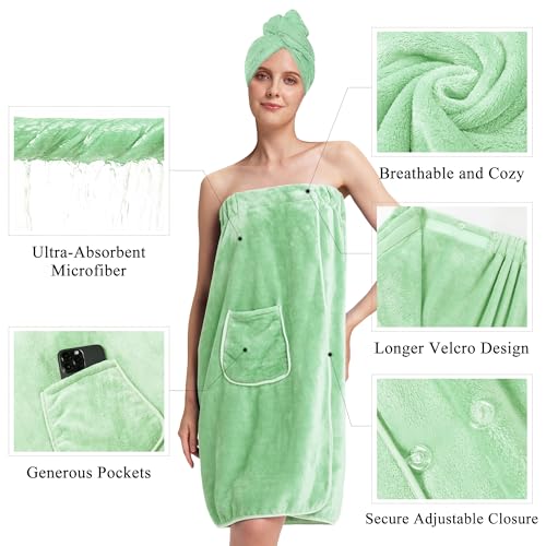 Image of PJGGZ Towel Wrap for Women, Three Adjust Clasps Closure Bath Wraps After Shower Spa Sauna Bathrobe(Available in Plus Size)