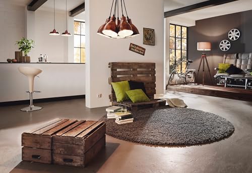 Eglo Priddy 1 Pendant Lamp, 7-Light Vintage Pendant in Industrial Style, Retro Hanging Lamp Made of Steel, Colour: Antique Copper, Socket: E27