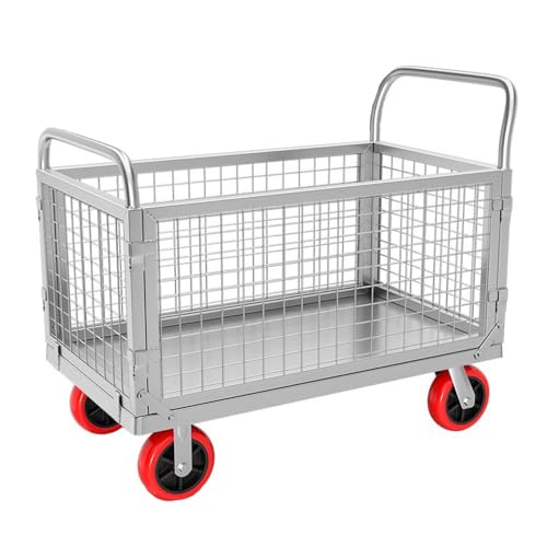 Carrello a base piatta resistente, multiuso, per generi alimentari, garage, magazzino, carrello pieghevole e carrello a mano, capacità 771 kg