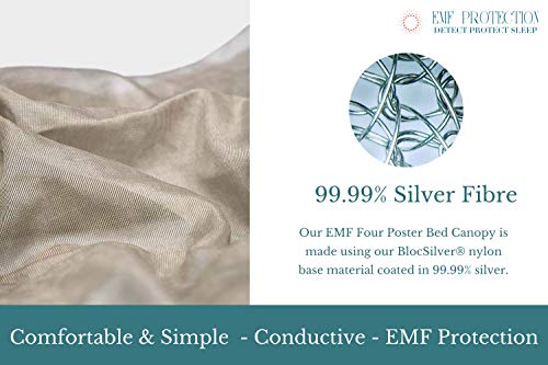 Blocsilver - Emf Protection Four Poster Bed Canopy - Emf Shield For 5G, Wifi And Emf Radiation - Blocks Radiation/Emf/Wifi/ 5G & Other Rf. (Metal Frame, Full (54" X 75" X 78.7")) #TOP6