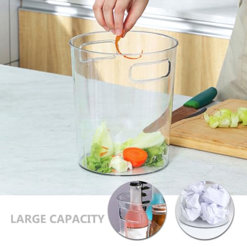 Image of Alipis Home Trash Bin Kitchen Container with Handle - Clear Acrylic Waste Basket for Bathroom, Bedroom, Office, and More