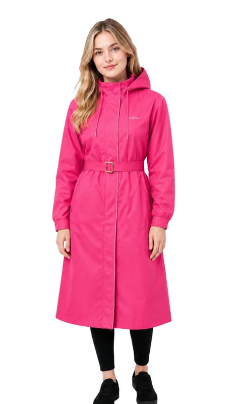 Krystle Women's Waterproof Long Raincoat with Hood & Belt | Full Length Rain Wear Jacket for Monsoon (Multicolor,Multisize)