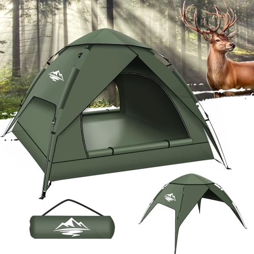 Tienda de Campaña 2-3 Personas Automática, Tienda de Cúpula de Doble Capa Portátil, Tienda de Campaña Grande para 3 Estaciones para Trekking, Familias, Camping