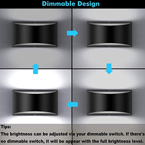 Image of Lightess Modern Wall Sconces Indoor Wall Lamp Dimmable LED Up Down Wall Lamp 12W for Bedroom Living Room Staircase, Cool White