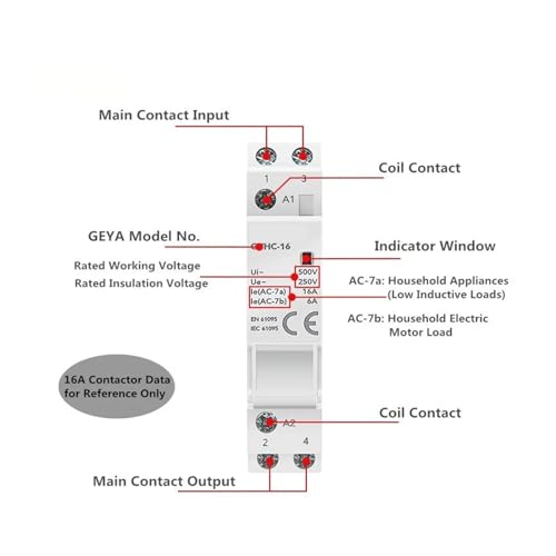 Contacteur de type rail AC 220V 25A pour programmer le chauffage et le chauffe-eau de la maison