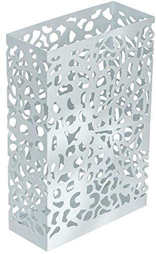 Porte-parapluie en fer forgé blanc 46x30cm avec bac de vidange pour entrée