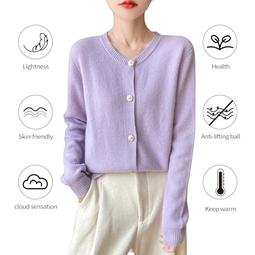 Women's 100% Merino Wool Cardigan 2025 Fall Winter Sexy Crewneck Long Sleeve Lightweight Knit Cardigan Sweater3
