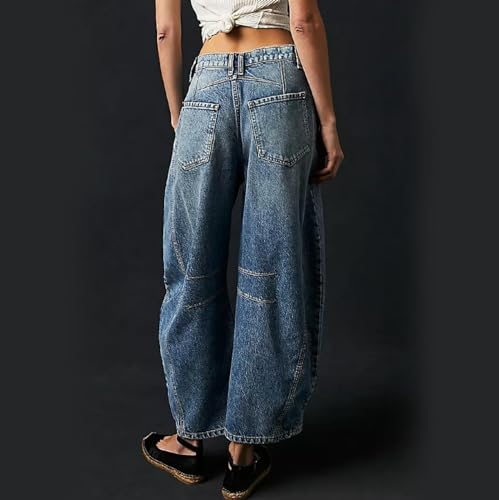 Fuliley Barrel Jeans Women High Waist Baggy Ankle Boyfriend Loose Casual Denim Pants Y2k Streetwear Trousers3