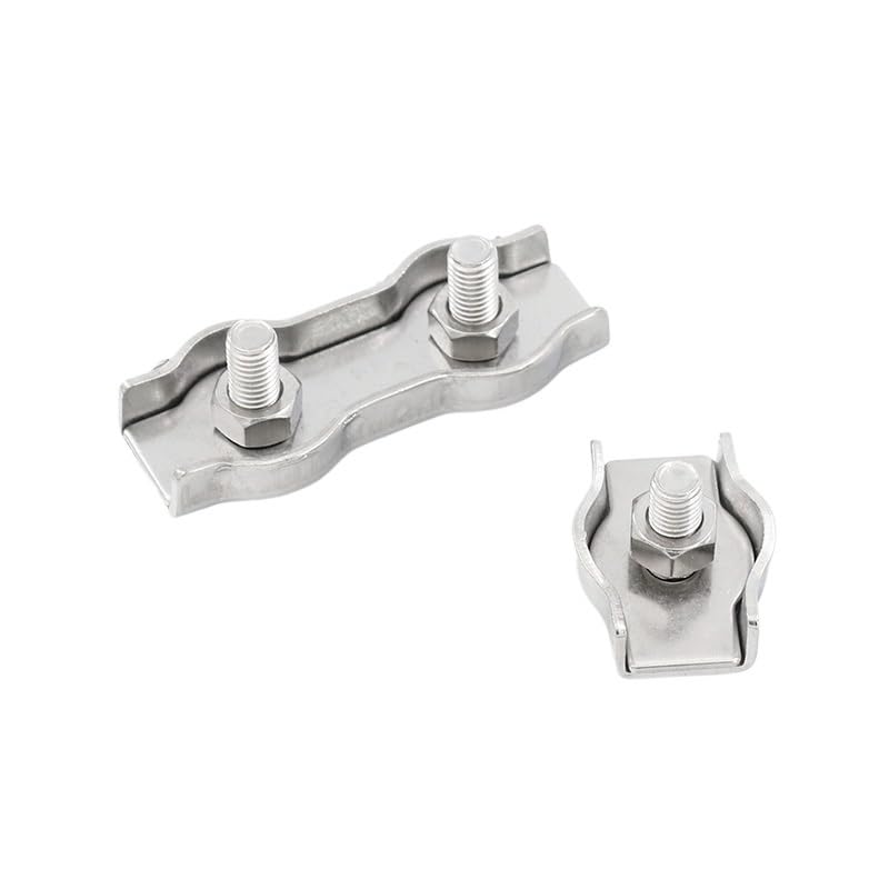 Morsetto per fili, Morsetto for fune metallica 10/20 pezzi Simplex Post Bolt Clip 2/3/4/5/6/8/10mm Morsetti for fune metallica in acciaio inossidabile 304 con doppia presa(Single Clip M10 5pcs)
