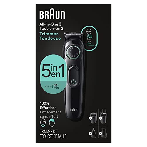 Braun All-in-One Style Kit Series 3 3450, 5-in-1 Trimmer for Men with Beard Trimmer, Ear & Nose Trimmer, Hair Clippers & More, Ultra-Sharp Blade, 40 Length Settings and Washable view 1